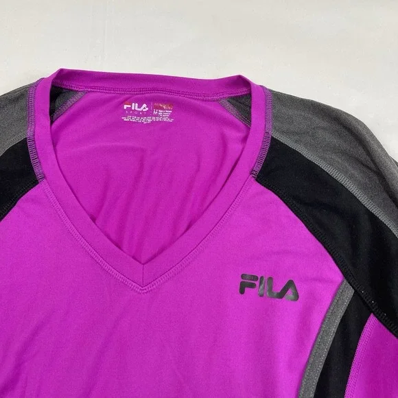 FILA Sport Womens Performance Running Shirt Medium Long Sleeve Black/pink - Picture 4 of 13